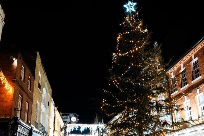 Christmas Mulled Wine Walk of Winchester - The High Street under Christmas lights