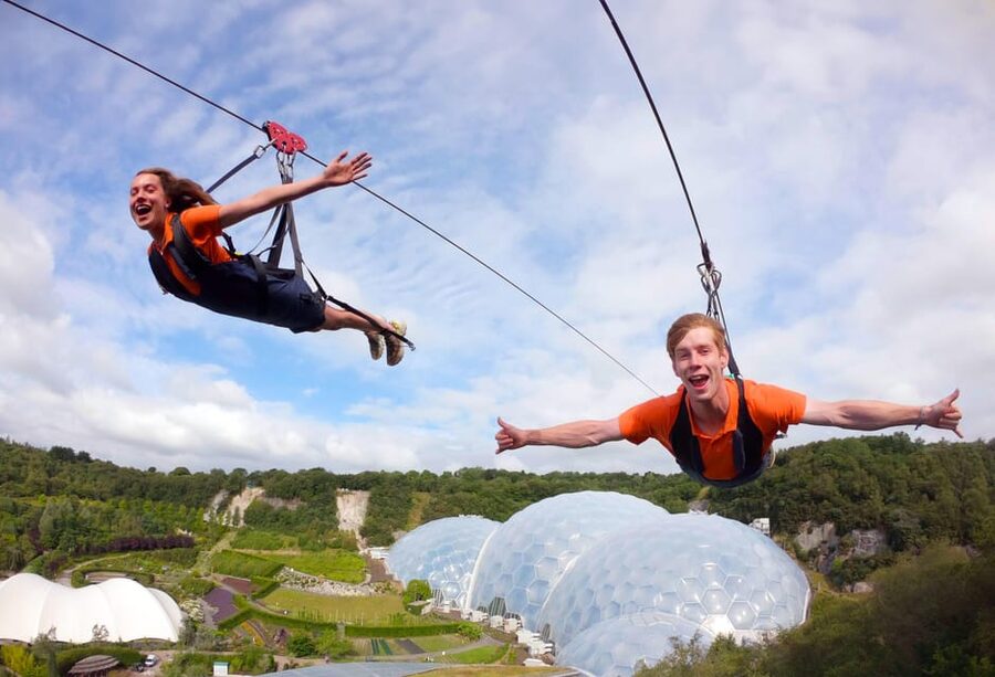 Cornwall: Eden Project Zip Wire Experience - The safety briefing and harness setup