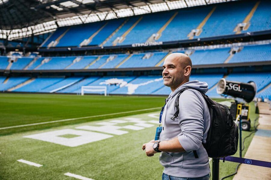 Etihad Stadium: The Manchester City Stadium Tour - Pitch-side views and the dugouts