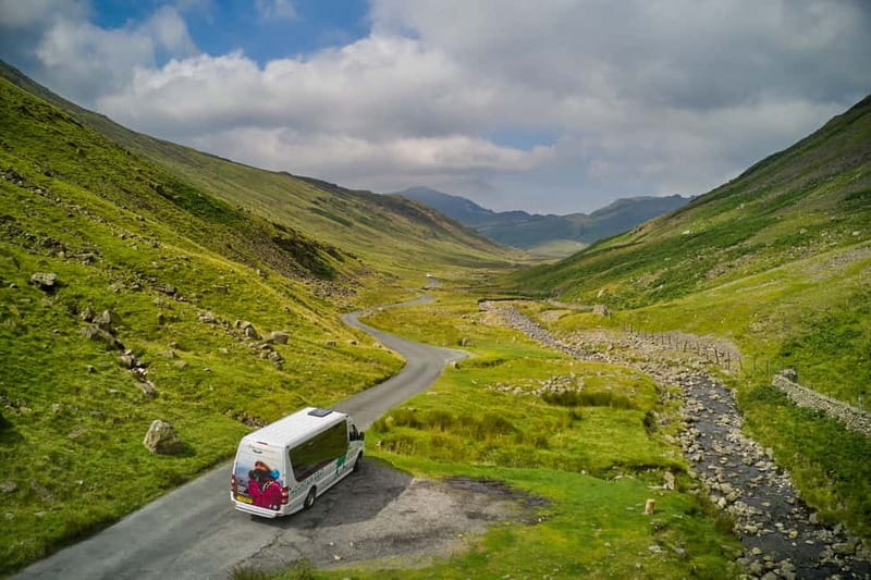 From Windermere: Mountain Passes & Muncaster Castle - Crossing Wrynose Pass in a minibus
