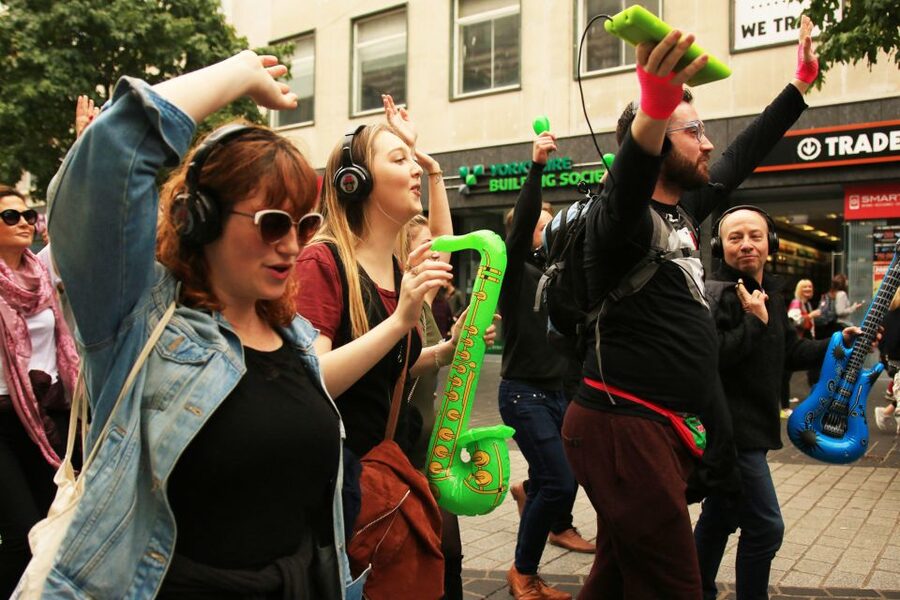 Liverpool: Silent Disco Adventure Tour - Putting on the headphones and losing your reserve