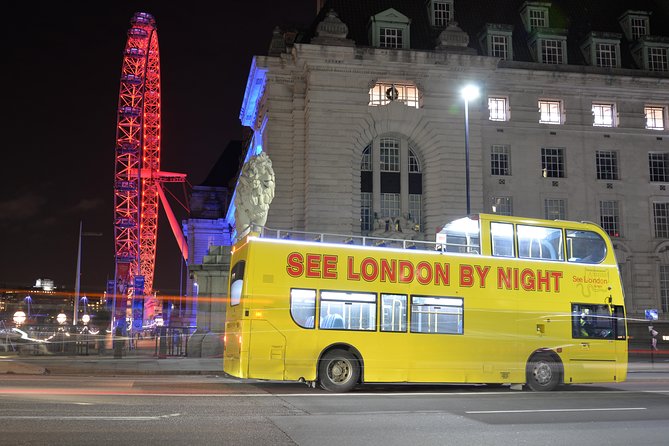 London by Night Sightseeing Tour - Open Top Bus - The guide and the sound of the commentary