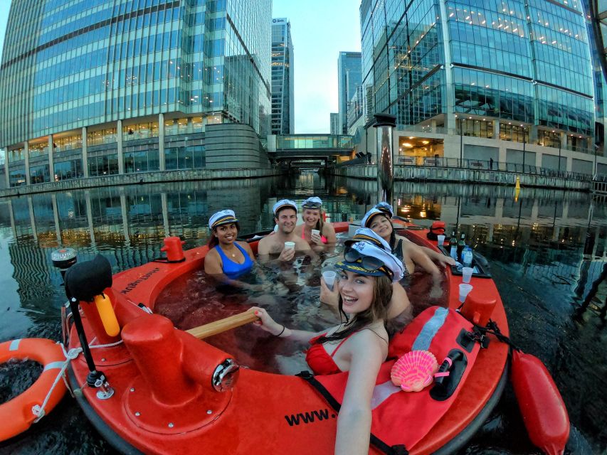 London: Hot Tub Boat Guided Historical Docklands Cruise - Cruising Canary Wharf in warm water