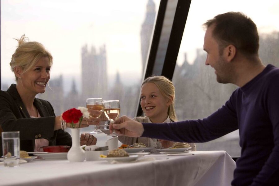 London River Thames Lunch Cruise - Panoramic windows, fixed tables, and the upper deck